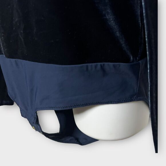 J. Crew Jeans Dark Blue Velvet Long Sleeve Snap Gusset One Piece Bodysuit Size M - Picture 10 of 13
